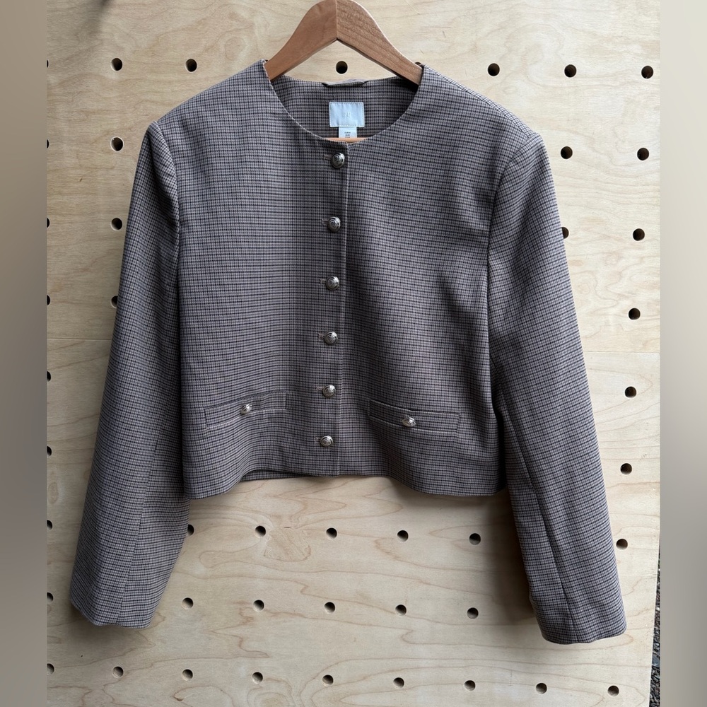 H&M Black and White Checkered Blazer